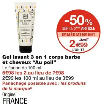 Monoprix Au poil gel lavant 3 en 1 corps barbe et cheveux offre