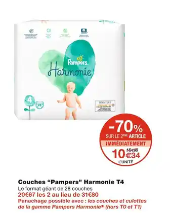 Monoprix Pampers couches harmonie t4 offre