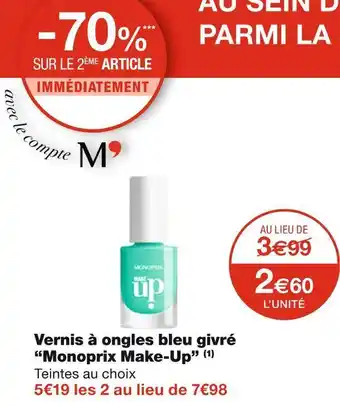 Monoprix Monoprix make-up vernis à ongles bleu givré offre