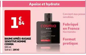 Auchan Baume apres-rasage sensitive homme cosmia offre
