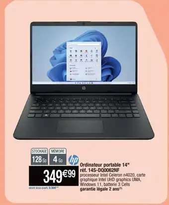 Migros Hp ordinateur portable 14" réf.14s-dq0062nf offre