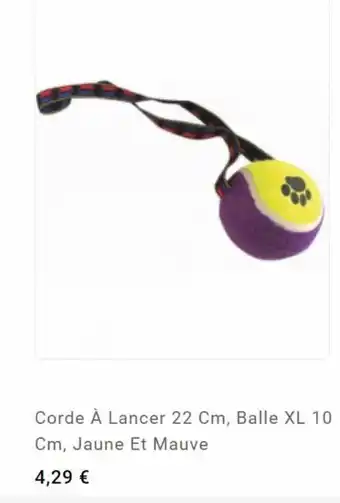 Cordé à lancer 22 cm, balle XL 10 cm, jaune et mauve