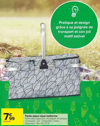 Carrefour Market Panier pique nique isotherme offre