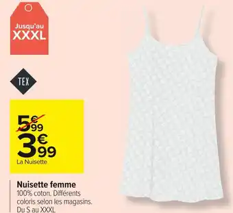 Carrefour Market Tex nuisette femme offre
