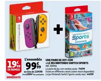 Auchan Une paire de joy-con + le jeu nintendo switch sports offre