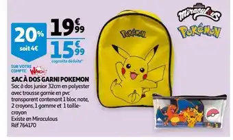 Auchan Sacs dos garni pokemon offre