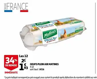 Auchan Supermarché Oeufs plein air matines offre