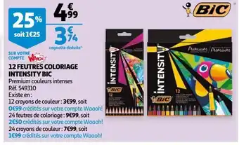 Auchan 12 feutres coloriage intensity bic offre