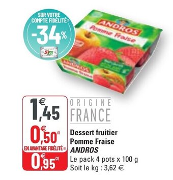 G20 ANDROS dessert fruitier pomme fraise offre