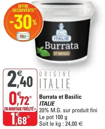 G20 ITALIE burrata et basilic offre