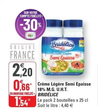 BRIDÉLICE crème légère semi epaisse 18% M.G. U.H.T.