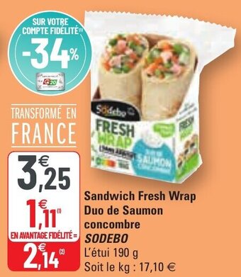 G20 SODEBO sandwich fresh wrap duo de saumon concombre offre