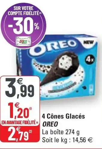 G20 OREO 4 cônes glacés offre