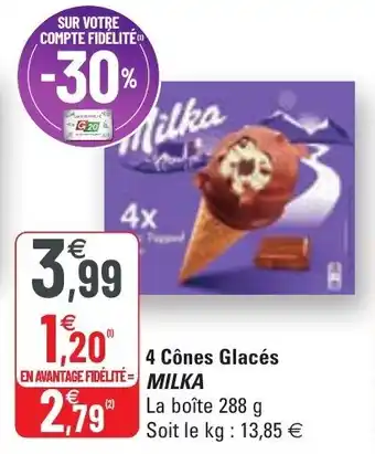 G20 MILKA 4 cônes glacés offre