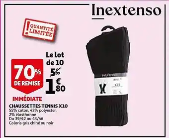 Auchan Chaussettes Tennis X10 Inextenso offre