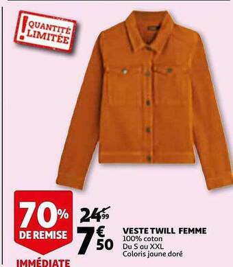 Auchan Veste Twill Femme offre
