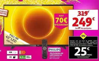Auchan Téléviseur Led Philips 43 offre