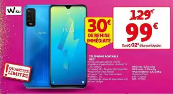 Auchan Téléphone Portable U10 Wiko offre