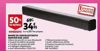 Auchan Barre De Son Bluetooth Denver Sdb-2010 offre