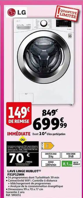 Auchan Lave Linge Hublot Lg offre