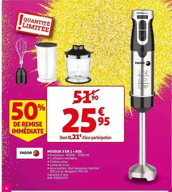 Auchan Mixeur 3 En 1 + Bol offre