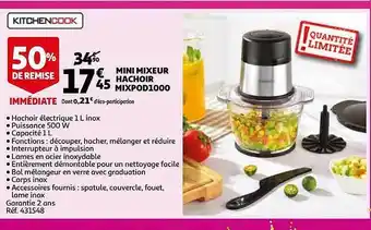 Auchan Mini Mixeur Hachoir Mipod1000 Kitchencook offre