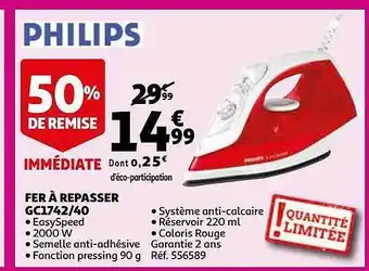 Auchan Fer à Repasser Gc1742-40 Philips offre