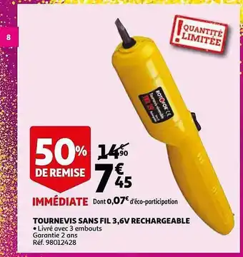 Tournevis Sans Fil 3,6v Rechargeable
