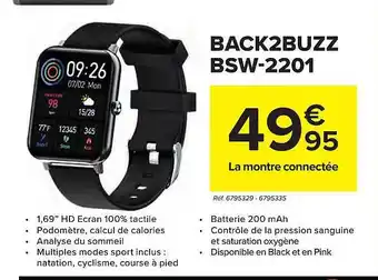 Carrefour La Montre Connectée Back2buzz Bsw-2201 offre