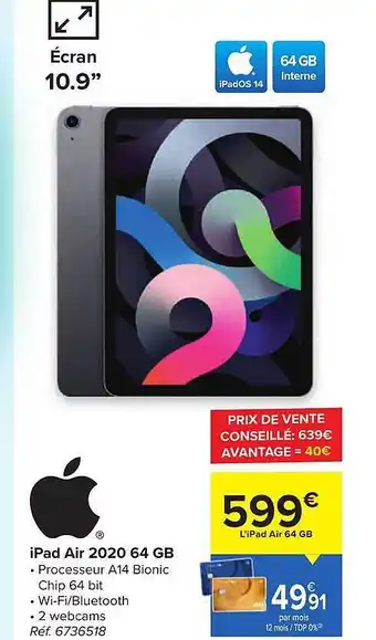 Carrefour IPad Air 2020 64 Gb offre