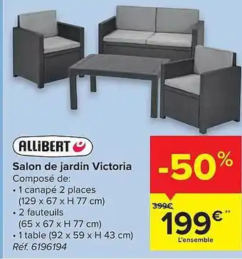 Carrefour Salon De Jardin Victoria Allibert offre