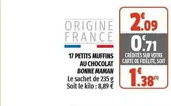 Coccimarket 17 Petits Muffins Au Chocolat Bonne Maman offre