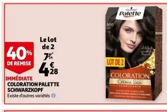 Auchan Coloration Palette Schwarzkopf offre