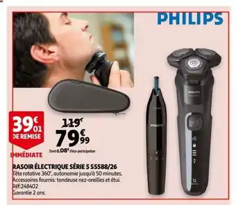 Auchan Philips Rasoir électrique Série 5 S5588/26 offre