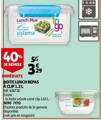 Auchan Boite Lunch Repas à Clip 1.2L offre