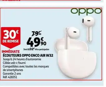 Auchan Oppo Écouteurs Oppo Enco Air W32 offre