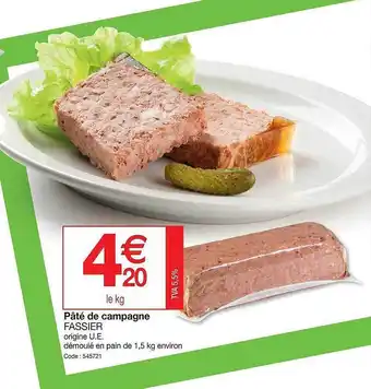Promocash Pâté De Campagne Fassier offre