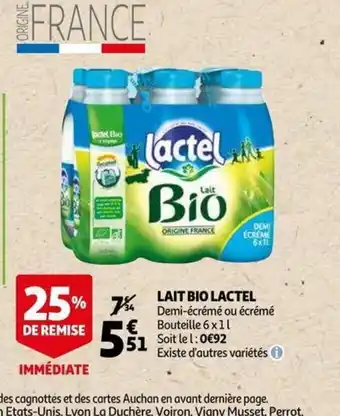Auchan Supermarché Lait Bio Lactel offre