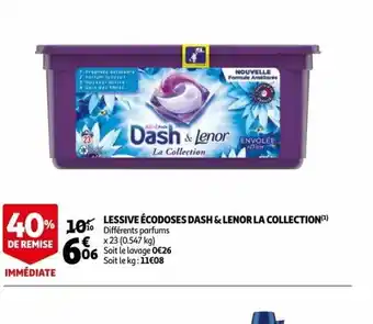 Auchan Supermarché Lessive écodoses Dash & Lenor La Collection offre