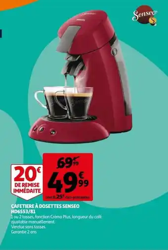 Auchan Supermarché Cafetière à Dosettes Senseo HD6553/81 offre