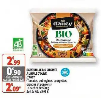 Coccinelle Express Ratatouille Bio Cuisinée à L'huile D'olives D'aucy offre