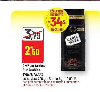 G20 Café En Grains Pur Arabica Carte Noire offre