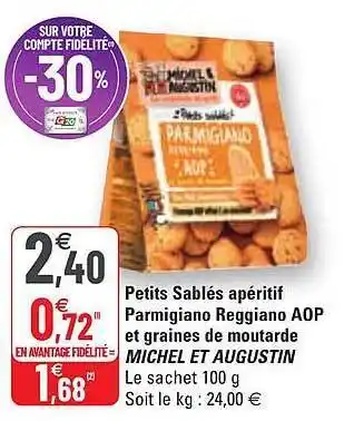 G20 Petits Sablés Apéritif Parmigiano Reggiano Aop Et Graines De Moutarde Michel Et Augustin offre