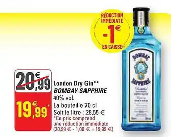 G20 London Dry Gin Bombay Sapphire offre
