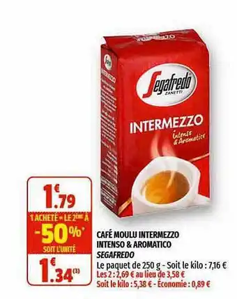 Coccinelle Supermarché Café Moulu Intermezzo Intenso & Aromatico Segafredo offre