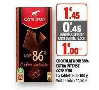 Coccinelle Supermarché Chocolat Noir 86% Extra Intense Côte D'or offre