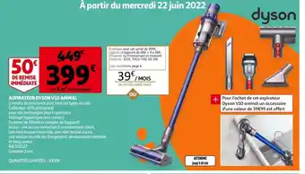 Auchan Aspirateur Dyson V10 Animal offre