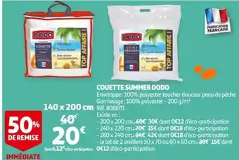 Auchan Couette Summer Dodo offre