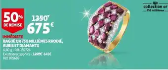 Auchan Bague Or 750 Millièmes Rhodié Rubis Et Diamants offre