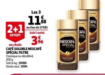 Auchan Café Soluble Nescafé Spécial Filtre offre